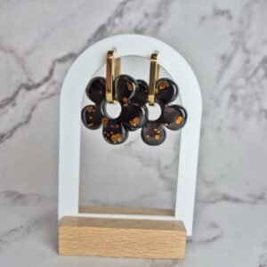 Paires de pampilles avec créoles noir paillette doré