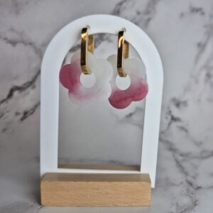 Paires de pampilles avec créoles blanc/rose