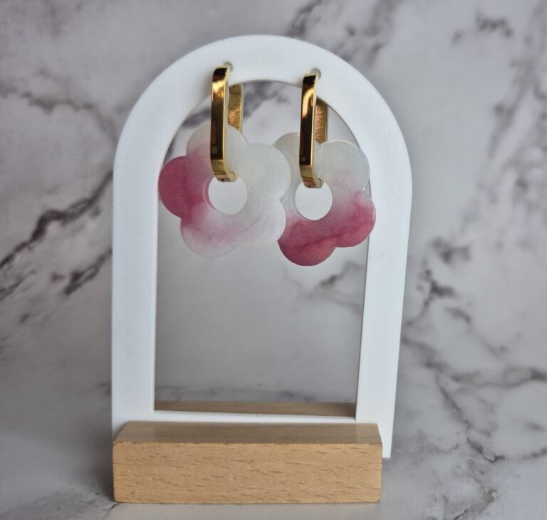 Paires de pampilles avec créoles blanc/rose