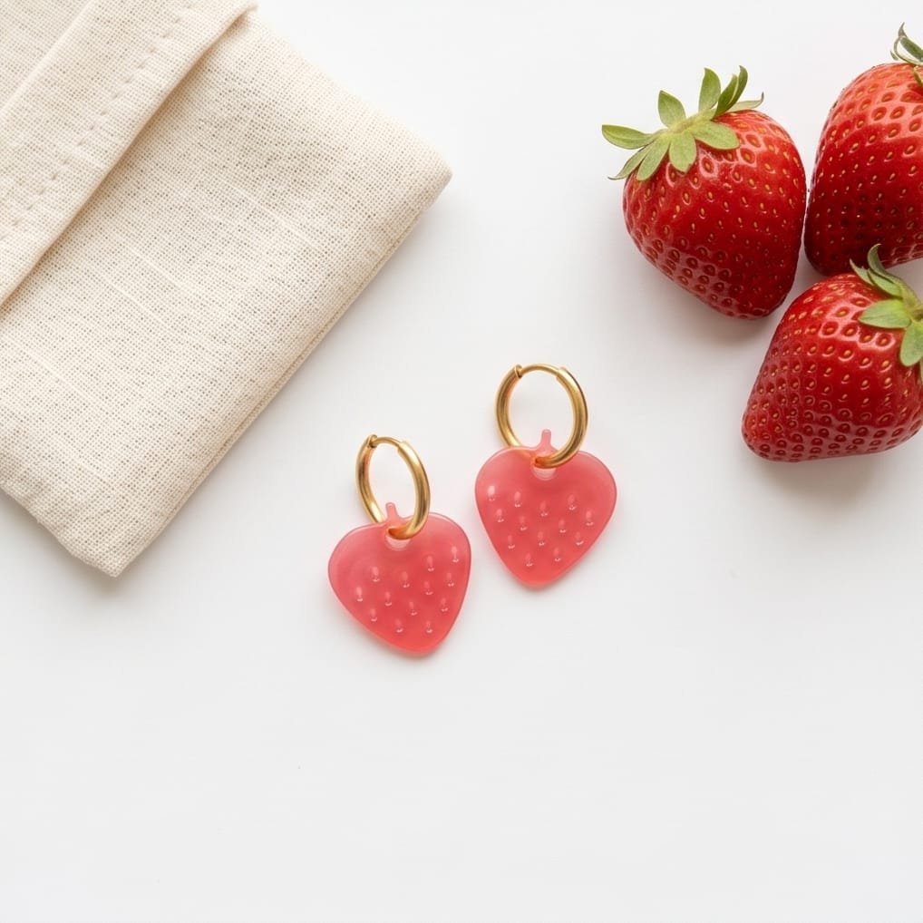 Collection Fraise – Pampilles interchangeables en résine époxy – Image 6