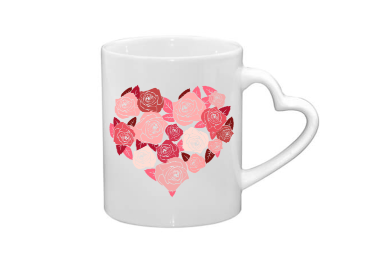 Mug coeur céramique | Roses