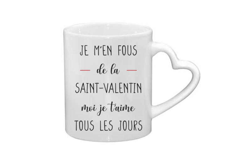 Mug coeur céramique | Je m&rsquo;en fous de la saint-valentin…