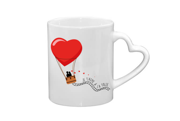 Mug coeur céramique | Montgolfière amour