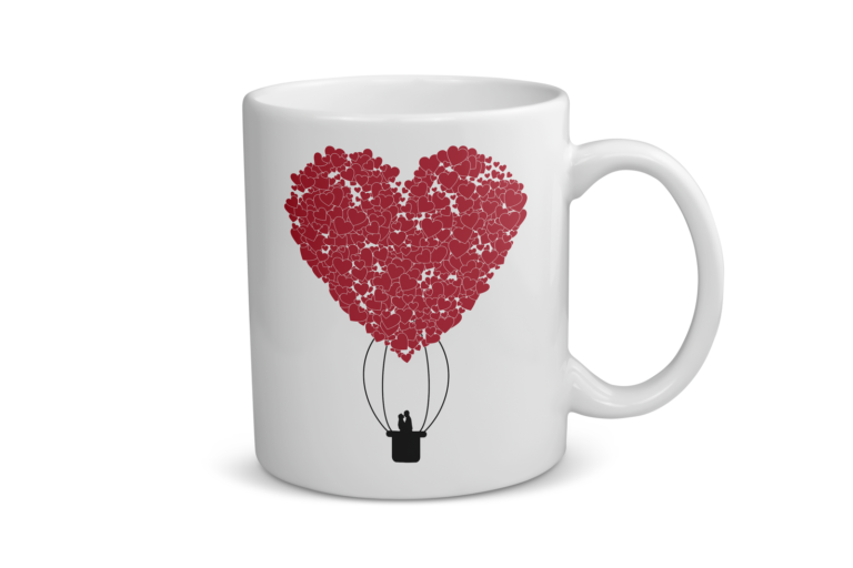 Mug céramique | Montgolfière coeurs