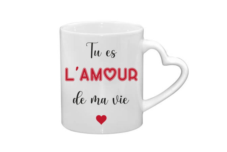 Mug coeur céramique | Tu es l&rsquo;amour de ma vie